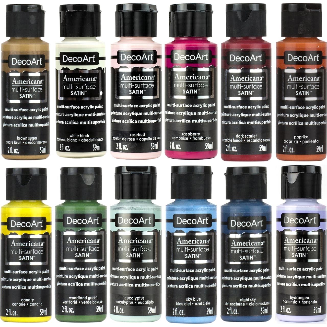 DecoArt® Americana® Multi-Surface Satin™ 12 Color Cottage Core Acrylic Paint Set